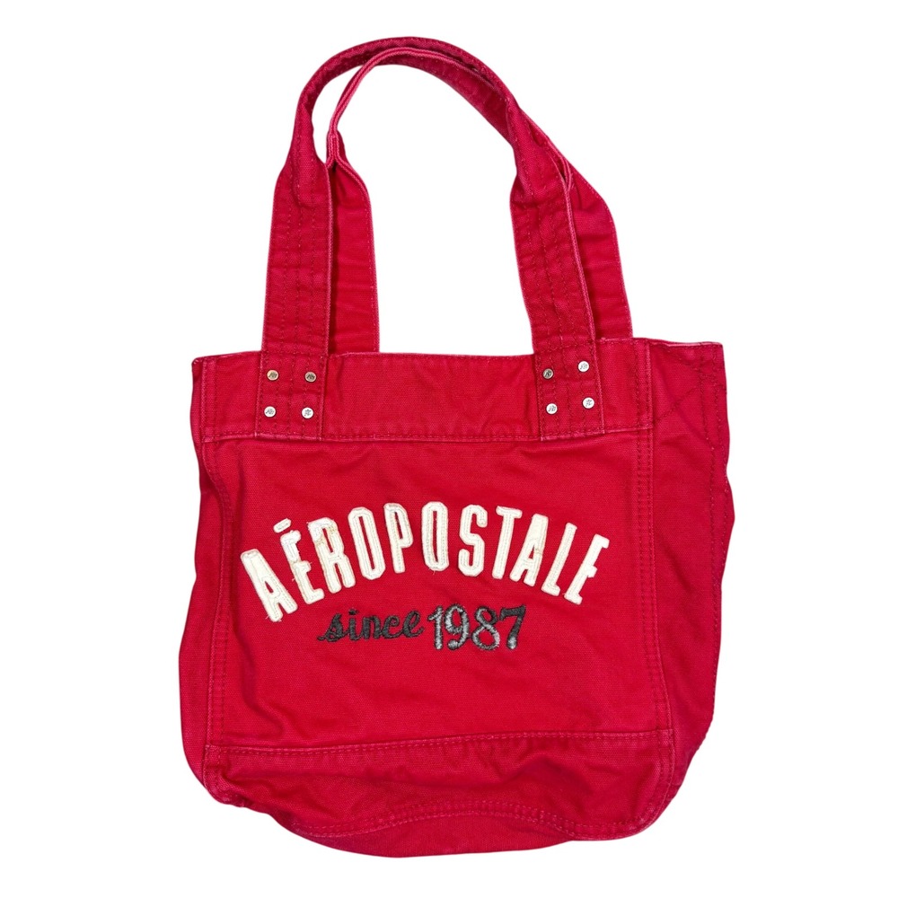 Y2K Aeropostale Red Canvas Small Tote Bag Varsity Logo